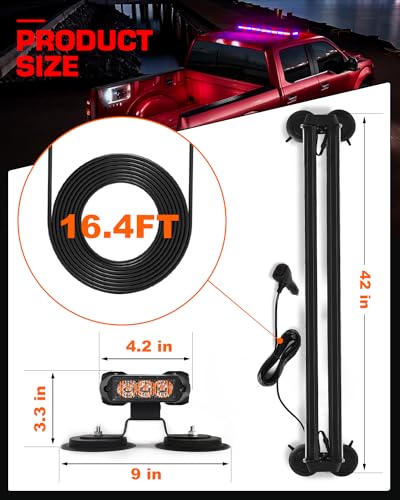 42" 206 LED Rooftop Emergency Traffic Advisor Lights Tow Truck Light bar w/Magnetic Base for Safety Construction Vehicles Trucks Pickup Snowplow Plice Fire Truck, Red/Blue - color: #04 Red/ Blue