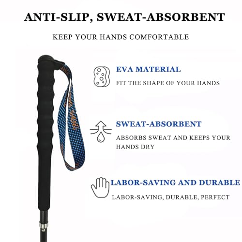 OKHEALING Ultralight Trekking Poles, Foldable, Set of 2, Ultralight Carbon Fiber, Trail Poles with Moisture Wicking Handle, with Storage Bag - size: 130cm