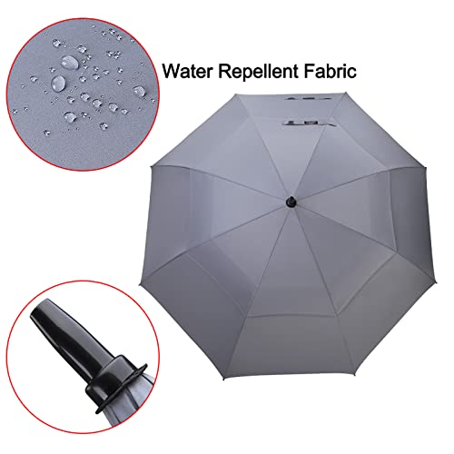 G4Free 47/54/62/68/72 Inch Golf Umbrella Windproof Auto Open Large Umbrella | Oversized Stick Umbrella, Extra Large, Vented Double Canopy, Waterproof 210T Pongee Fabric, Fiberglass Frame, EVA Foam Handle - color: Grey, size: 54 inch
