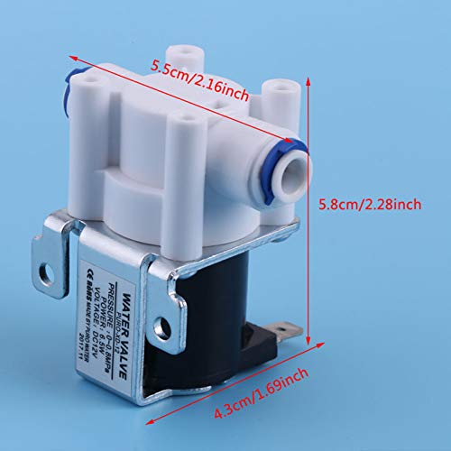 Vipxyc Water Valve, DC 12V Copper Plastic Electric Solenoid Valve Normally Close Purifier Water Valve for Water Filters