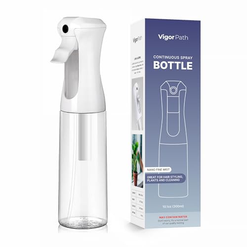VIGOR PATH Continuous Mist Clear Spray Bottle 300ml Fine Mist for Hair - size: 10 Ounces