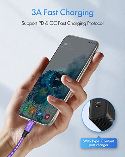 etguuds USB C to USB C Cable 3ft, 2-Pack 60W C to C Cable Fast Charging | for iPhone 17 16 15 Pro Max Plus Air, Samsung Galaxy S26 S25 S24 S23, USBC iPad MacBook Charger Cord Type C, Pixel, Purple - color: Purple, size: 3ft