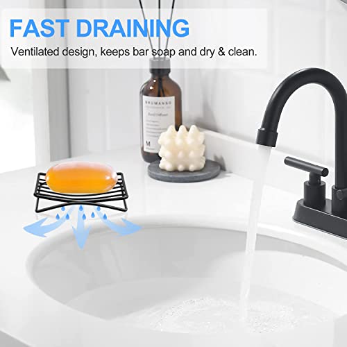 Soap Dish Bar Soap Holder for Shower Bathroom, Stainless Steel Self-draining Sponge Holder for Kitchen Sink Bathtub, Easy Cleaning Quick Dry, Black - color: Black-1 Pack