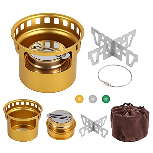 Portable 2 In 1 Mini Alcohol Stove Burner For Camping With Cross Stand - color: Gold