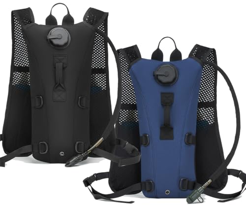 Running Hydration Vest Pack Tactical 3L Water Bladder Backpack Bag for Cycling Marathon Hiking Daypack Men & Women - color: Black & Navy Blue
