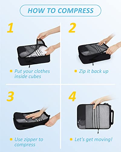 BAGSMART Compression Packing Cubes for Travel Essentials - color: Mix-Stormbreak, size: Set of 6