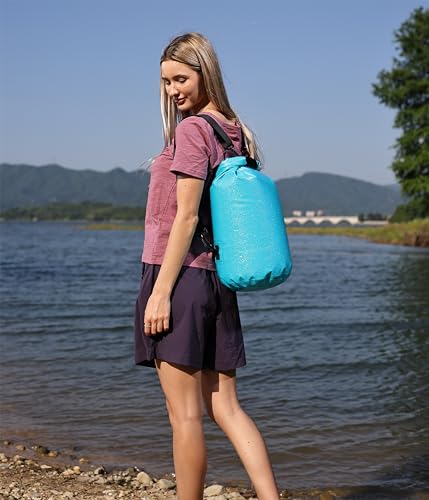 MARCHWAY Floating Waterproof Dry Bag Backpack 5L/10L/20L/30L/40L, Roll Top Sack Keeps Gear Dry for Kayaking, Rafting, Boating, Swimming, Camping, Hiking, Beach, Fishing - color: Shiny Blue, size: 5L