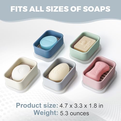 Compact Leakproof Travel Soap Case with Lid & Silicone Strap - Portable Draining Soap Bar Holder for Gym, Bathroom, Camping - Lightweight Silicone Soap Dish Container (Gray) ﻿ - color: Gray