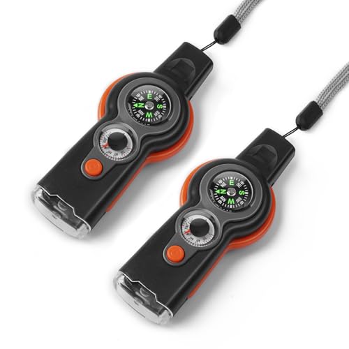 Emergency Survival Function Whistle, Outdoor Multifunctional Tool Safety Whistle with Lanyard, Ideal for Kayaking, Boating, Hiking, Camping, Climbing, Hunting,Rescue Signaling - color: orange2
