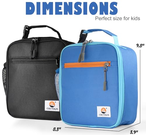 CaCTOUR Lunch Box Kids,2 Packs Insulated Lunch Bag for Girls Boys,Soft Bag Mini Cooler Back to School Thermal Reusable Lunch Bag for Work School Picnic (Blue & Black) - color: 2pk Black+Blue
