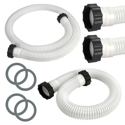 2 Pack 1 1/2 Pool Hose for Above Ground Pools 6ft&3ft Long Pool Pump Replacement Filter Hoses 1.5" EVA Swimming Pool Filter Hose for Filter Pumps, Saltwater Systems and Sand Filters (White) - color: White