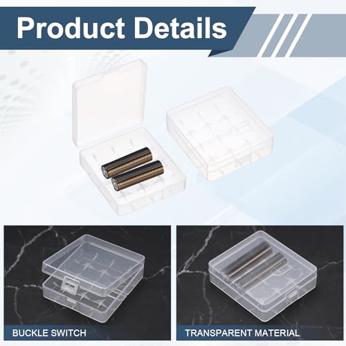 MECCANIXITY Battery Organizer Storage Box, 4 x 18650 Batteries Plastic Clear Battery Storage Case Holder Garage Container Portable Organizer for Travelling, Home, Office, Garage (Pack of 8) - style: fit for 4 x 18650 Batteries