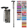supregear Folding Cane, 5-Level Adjustable Height Walking Stick Lightweight Collapsible Portable Travel Cane with Wrist Strap and T Handle for Elderly Disabled Men Women - color: Leopard