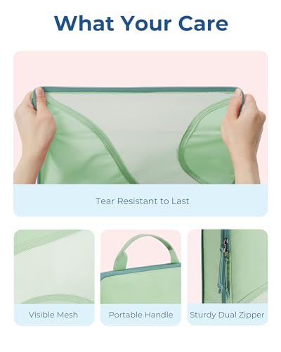 Bagsmart Compression Packing Cubes, Travel Bag Cruise Ship Essentials - color: Green, size: 6 Set