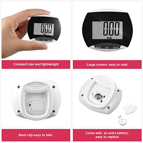 Weewooday Pedometer for Walking Steps and Miles Simple Pedometer Clip on with Large Digital Display Portable LCD Step Counter Bulk Gift for Women Men Adults - color: Black