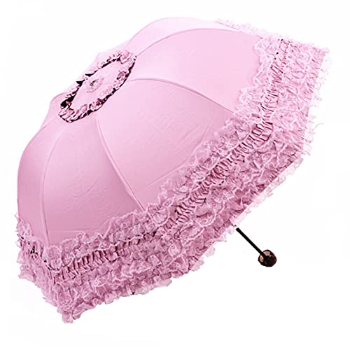 Honeystore Princess Lace Ultraviolet-Proof Folding Umbrella Anti-uv Dome Parasol - color: Style 1 Pink