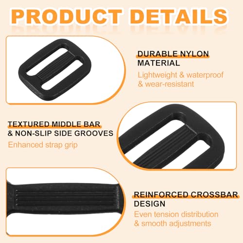 uxcell Tri-Glide Slider, Plastic Slide Clip, Adjustable Webbing Triglides Slider Buckle Replacement for Backpack - color: Black, size: 1-1/4 Inch