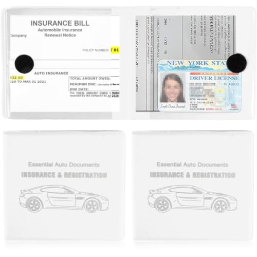 UYYE Car Registration & Insurance Card Holder, 2-Pack - White, Waterproof, 4-Compartment, Unisex-Adults Car Organizer - color: Leather White