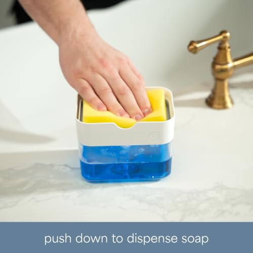 S&T INC. Dish Soap Dispenser and Sponge Holder, Matte White - color: Matte White