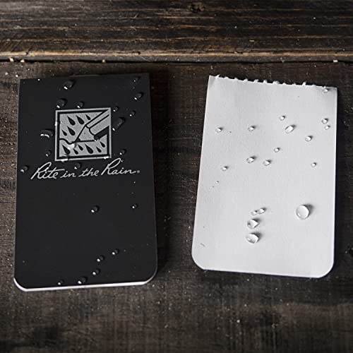 Rite in the Rain Weatherproof On The Go Wallet Notebook, 2" x 3.375", Black Cover, Blank Pages, 6 Pack (No. OTG771L) - color: Black
