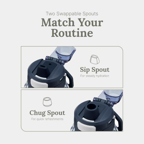 ZULU Powerfill Pro 32oz Stainless Steel Sip or Chug Water Bottle, Checkmate Navy - color: Dark Navy, style: 32oz