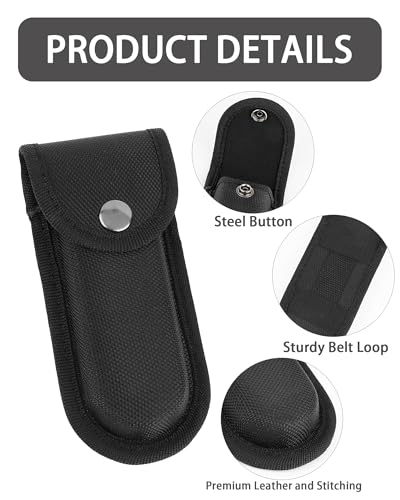 2pcs Pocket Knife Holder, Reinforced Nylon Folding Knife Multitool Sheath for Belt Carry, Box Cutter Holster Pocket Knife Case for Outdoor Use, Black (Large)
