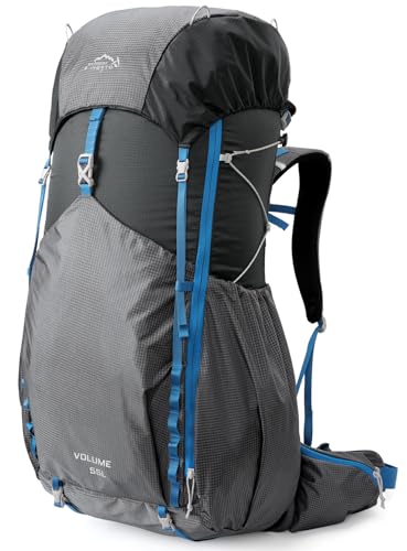 IX INOXTO 55L Internal Frame Waterproof Hiking Camping Backpack with 3L Water Bladder and Rain Cover, Large Lightweight Travel Daypack Rucksack for Climbing (Dark Gray) - color: Dark Gray