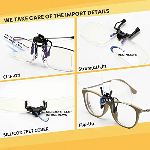 hwojjha Reading Glasses Clip On Magnifiers for Eyeglassesand Flip Up Blue Light Blocking Ultra-light Glasses for Women Men (transparent, 1.5, x) - size: 1.5x