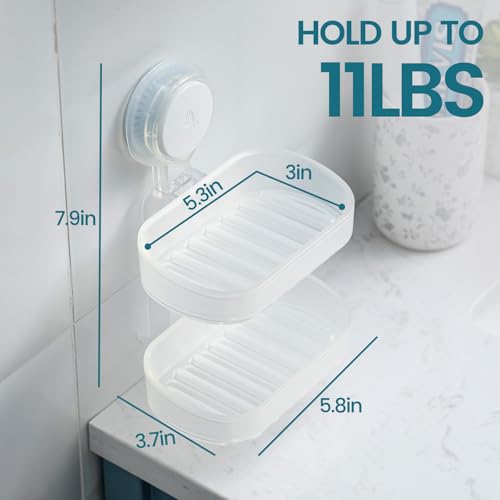 TAILI Soap Holder, Soap Dish for Shower Suction Cup, Bar Soap Holder, Clear | 2 Layer Removable Soap Holder Shower, Soap Tray for Shower Wall, No drill Sponge Holder, Bathroom & Kitchen, Bath Accessories - color: Clear, size: 2 Tier