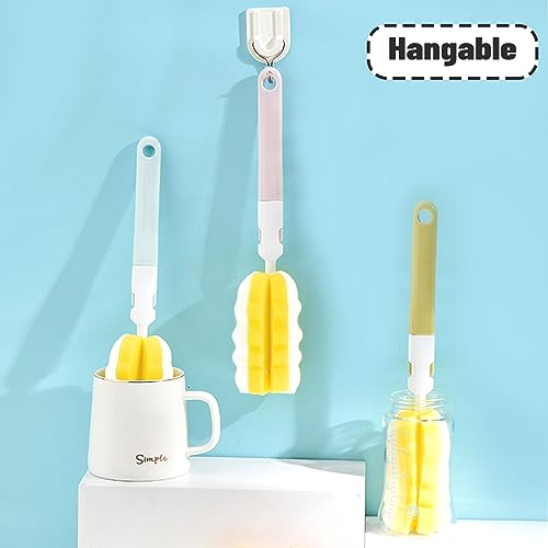 INVODA Bottle Brush 4Pack Long Handle Cup Cleaner Brush Whit Straw Brushes 4Pack Sponge Bottle Scrubber Detachable Handle Cup Cleaning Brush for Baby Bottle Clean Mugs (4 PCS+Straw Brushes 4PCS) - color: 4 Bottle Brush+4 Straw Brush