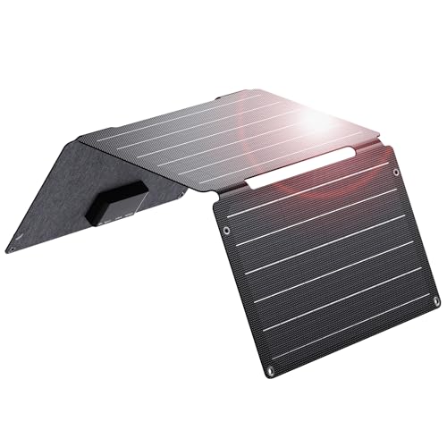 BigBlue 30W Fast Charging Solar Charger with USB-A, USB-C and DC Outputs - color: Dark Gray