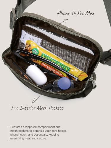 ODODOS Unisex Mini Belt Bag with Adjustable Strap Small Fanny Pack for Workout Running Traveling Hiking, Dark Umber - color: Dark Umber