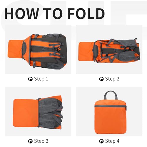 40L Hiking Backpack Lightweight Daypack Waterproof Travel Camping Backpack for Men Women Sport Packable - color: A0-orange
