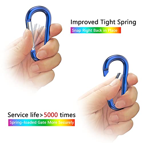 sprookber 3" Aluminum Carabiner D Ring, Caribeener Clips, Spring Snap Hook for Keychain Clip, Set of 10 - color: Multicolor