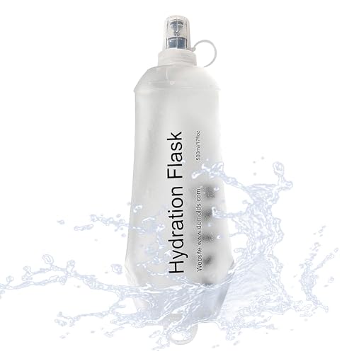 J.CARP 500ml Soft Flask Running Water Bottles, TPU Foldable Running Hydration Flask for Hydration Pack Cycling Hiking Climbing Outdoors Motorbike White - color: White, 500ml