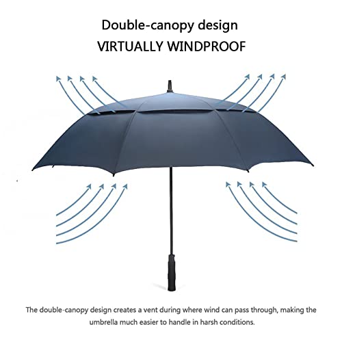 G4Free 47/54/62/68/72 Inch Golf Umbrella Windproof Auto Open Large Umbrella | Oversized Stick Umbrella, Extra Large, Vented Double Canopy, Waterproof 210T Pongee Fabric, Fiberglass Frame, EVA Foam Handle - color: Navy Blue, size: 54 inch