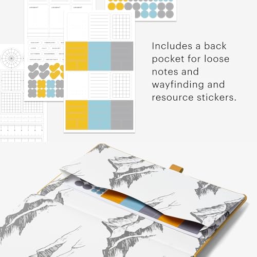 Stone Journal Explorer Notebook – A5 Waterproof Paper Field Journal, Vegan Leather Hardcover, 144 Pages Alternating Ruled & Dot Grid, Back Pocket, Weather-Resistant (Yellow) - color: Yellow