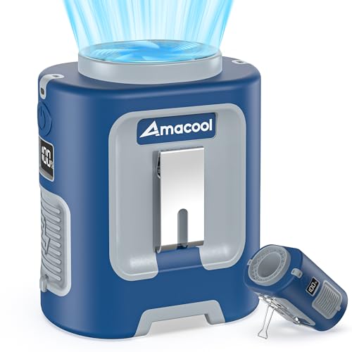 AMACOOL Mini Portable Waist Fan Clip on, 13000RPM Wearable Shirt Belt Fan - color: NAVY