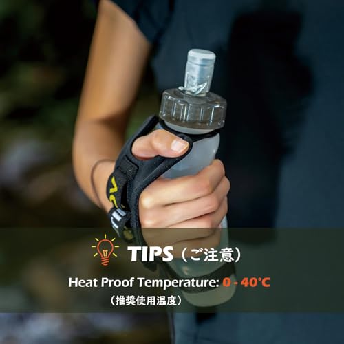 Running Water Bottle Handheld Plastic Flask Hydration Vest Packs Waist Belt Replacement for Runners Marathon Cycling Hiking - color: 02 Water Bottle with Strap - 420ml/14.2oz - 1 Pack