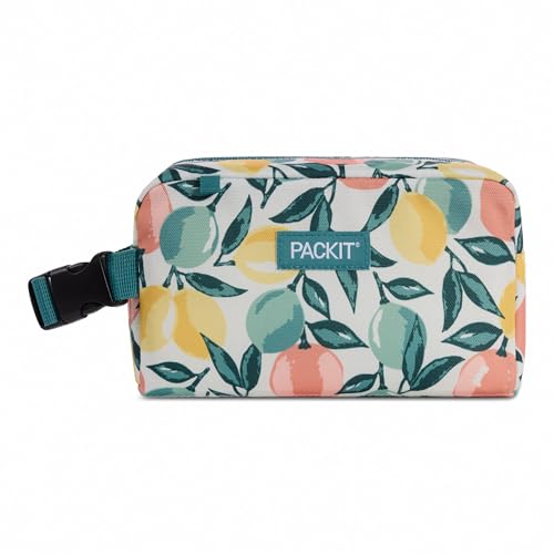 PackIt Freezable Snack Box, Citrus Orchard | Built-in ice packs, EcoFreeze+ Technology, Mini cooler, Office snacks, Small lunches, Buckle handle, Collapsible, Reusable - color: Citrus Orchard