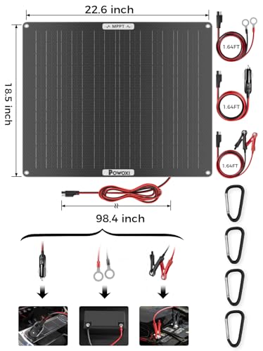 POWOXI MPPT 50W 12V Solar Car Battery Trickle Charger & Maintainer ETFE - size: 50W-MPPT Pro