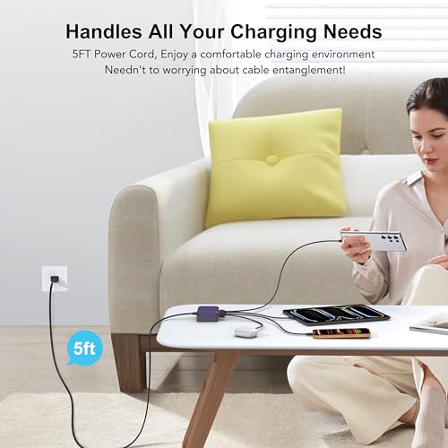 USB C Charger Block, GaN Fast USB Charging Station Hub with 100W Max 6-Port - color: D-Purple, size: 100W