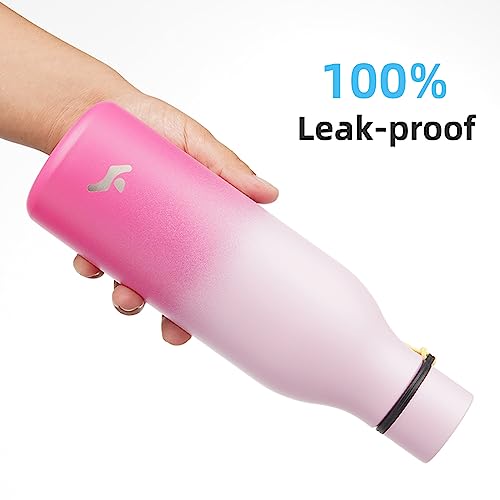 Konokyo 18 oz Insulated Stainless Steel Metal Water Bottle with Strap - color: Cherry, size: 18 Ounces