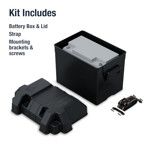 Attwood 9069-1 Standard Non-Vented Battery Box with Mounting Strap, Fits Group 24 Batteries, Black | Rugged battery storage designed for dependable onboard power protection - size: Group 24 Batteries, style: Powerguard 24 – Non-vented