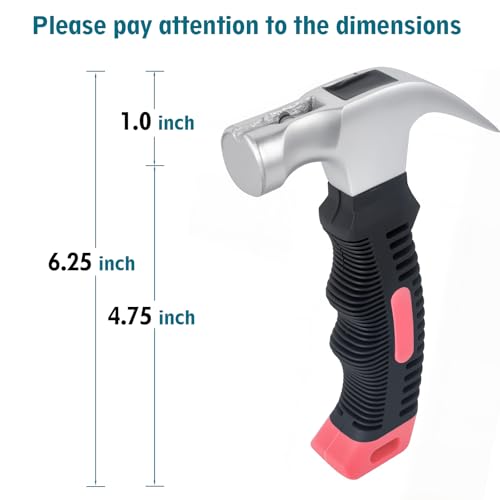 Small Claw Hammer - Mini Hammer for Women&Kids, Camping Hammer, Stubby Tack Hammer, Nail Hammer with Magnetic (Red) - color: Red