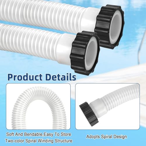 2 Pack 1 1/2 Pool Hose for Above Ground Pool 6ft Pump Replacement Hoses 1.5" EVA Heavy Duty Swimming Pool Hose for Above Ground, Filter Pumps, Saltwater Systems and Sand Filters (White) - color: White