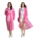 HLKZONE Raincoat, 2 Pack Rain Ponchos for Adults Travel Rain Jacket Packable Rain Coats for Women with Drawstring Hood - color: D-rose