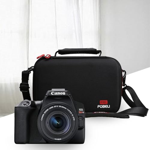 FBLFOBELI EVA Camera Case for Canon EOS Rebel T7/T8i/T5/R50/R100 | Hard EVA Shell, Shockproof & Water-Resistant, Custom Molded Interior, Detachable Shoulder Strap, Travel Storage Bag, Black - color: Black