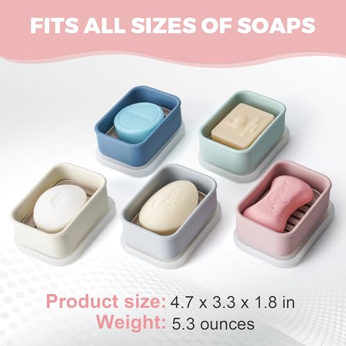 Compact Leakproof Travel Soap Case with Lid & Silicone Strap - Portable Draining Soap Bar Holder for Gym, Bathroom, Camping - Lightweight Silicone Soap Dish Container (Pink) - color: Pink