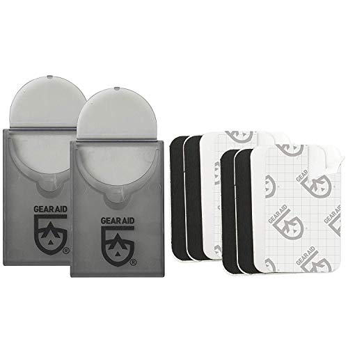 GEAR AID Tenacious Tape Mini Patches with Compact Pocket Case to Repair Holes and Tears in Micro Down Jackets, Vests, Tents, Rain Gear, and Outdoor Gear, 12 Patches (6 Clear, 6 Black) - color: Black & Clear, style: 2 Pack (12 Patches)